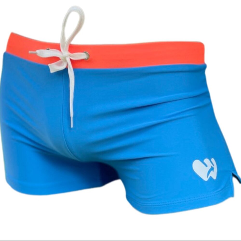 Men's 80's Retro Color Blocked Swim Briefs, Swim Trunks with Back Pocket L